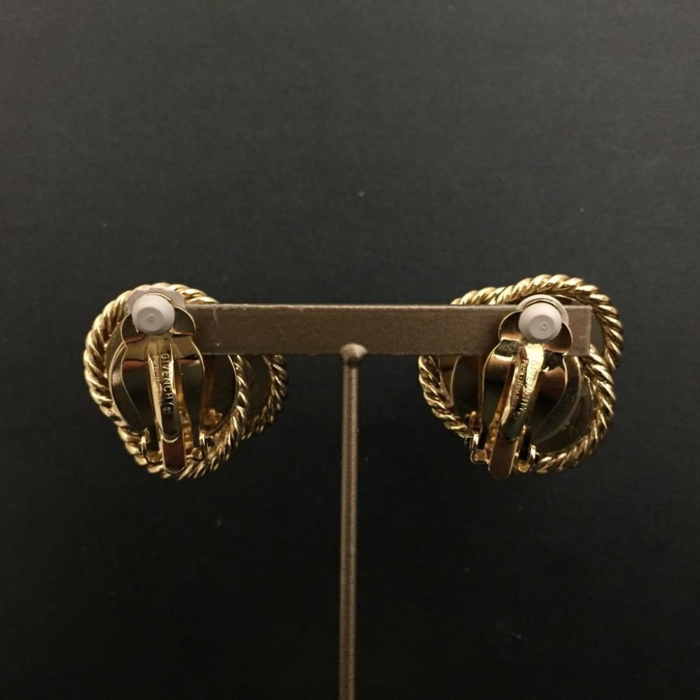 GIVENCHY Love Twist Gold Tone Earring Large Swirl Vintage 1" Clip On Authentic - Picture 13 of 13